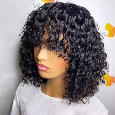 China Wholesale Curly Human Hair Wig With Bangs Short Lead Hair Wigs Bang Bangs Wigs Hair for sale