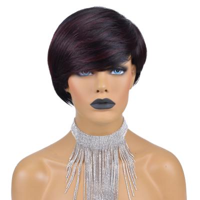 China Hot Selling Short Straight Wave Brazilian Pixie Cut Ombre Color Raw 100% Virgin Hair Wigs for sale