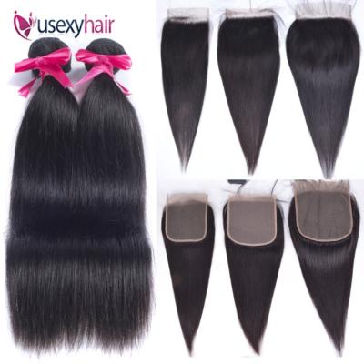 China Top Grade Brazilian Virgin Hair Bundles With Lace Closure 4x4 5x5 6x6 7x7 Straight Human Hair Frontal Closure for sale