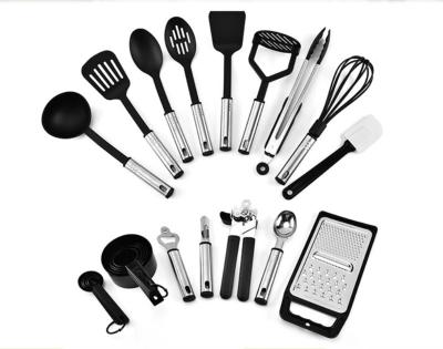 China Sustainable 24 Pieces Non Stick Kitchen Accessories Instruments Cooking Tool Kit Nylon Kitchen Utensils Set for sale