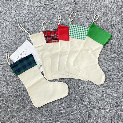 China Eco-friendly Fireplace Hanging White Blank 100% Polyester Canvas Sublimation Canvas Christmas Stocking For Hot Printing for sale