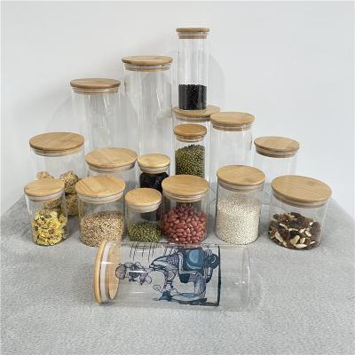 China Viable Sublimation Blanks Sealed Lid Bamboo Storage Canning Jar For Heat Press Printing for sale