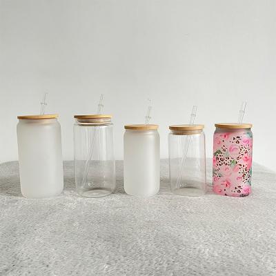 China DIY Sublimation Design Viable Empty Mason Storage Clear Glass Can Jar Sealed Bamboo Lid Kitchen Glass Canisters for sale