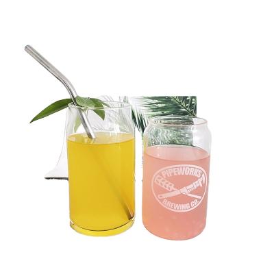 China Stylish Shaped Drinking Coffee Beer Can Stocked Soda Shaped Beer Glass Drinkware 12oz 16oz Cans Beer Glasses for sale