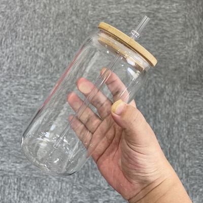 China Stocked 12oz 16oz Shatterproof Clear Box Shaped Drinkware Beer Glass Cans Soda Beer Glasses for sale