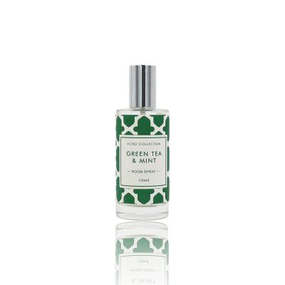 China Sustainable High Quality 100ml Home Perfume Room Spray With Green TEA And MINT Glass Bottle for sale