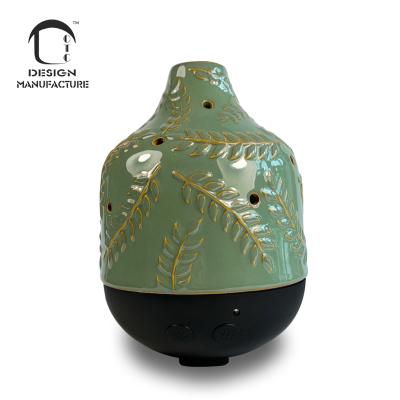 China OEM Manufacture 250ml Outdoor SPA Green Ceramic Electric Essential Oil Diffuser For Home Air Freshen for sale