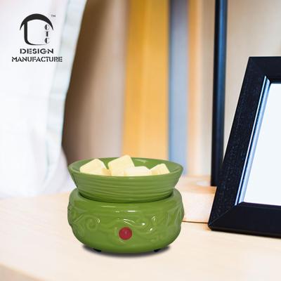 China Popular Wholesale AROMATIC Ceramic Bedroom Green No Flame Wax Melt Heater For Home Decoration. for sale