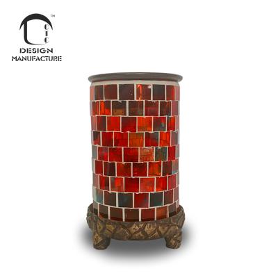 China New Style Mosaic Glass Wax Melt Heater AROMATIC Wholesale Home Electric Aroma Oil Burner With Night Light for sale