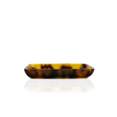 China Modern Wholesale Cheap Resin Hotel and Home Leopard Pattern Bathroom Accessories Soap Set Dish for sale