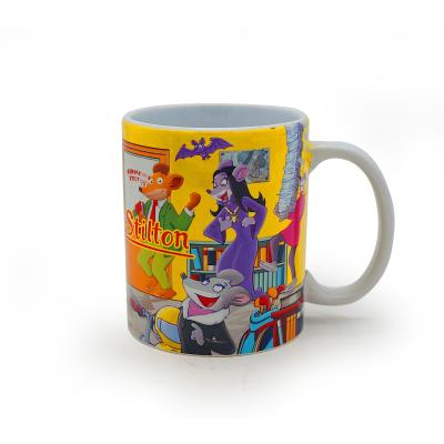 China Viable Ceramic Coffee Mug Custom Mug Cartoon Wholesale Ceramic Decal With Creative Handle Stoneware Mug for sale