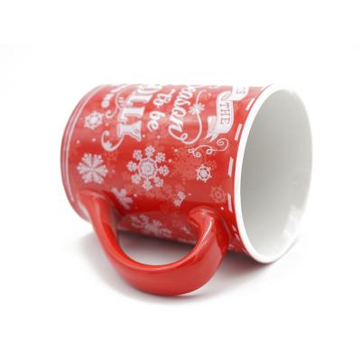 China Custom Mug Sustainable Ceramic Christmas Mug Snowflake Shape Ceramic Mug With Handle for sale