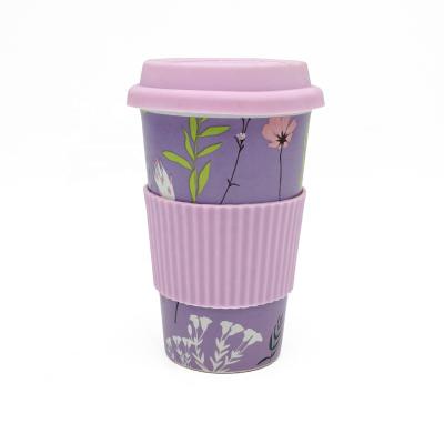 China Sustainable Travel Mug With Silicone Cover Factory Wholesale Travel Anti-scalding Ceramic Coffee Mug for sale