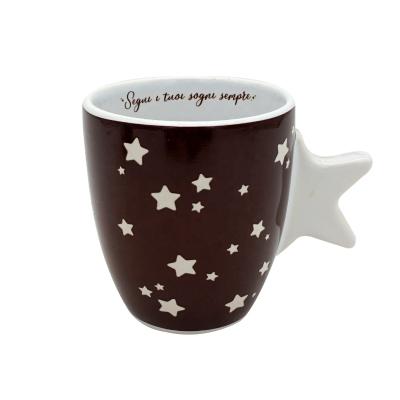 China Viable Irregular Ceramic Stoneware Coffee Mugs Christmas Gift Custom Mug With Star Handle for sale