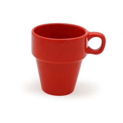 China Viable v-shape cup ceramic mug stacking glazed hot sale stoneware milk fancy mug for sale