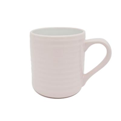 China 17oz Cup Viable Ceramic Cup Pink Graceful Striped Embossed Embossed Personalized Coffee Mugs for sale