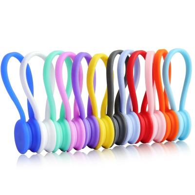 China Industrial Magnet Reusable Silicone Magnetic USB Charging Earphone Ties Cable Twist Ties Clips Organizer for Rope and Cables for sale