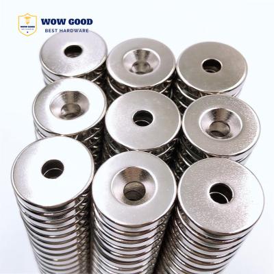 China Industrial Magnet N35 N52 30 50mm 60mm Constant Cup Ring Disc Around Countersunk Circular Neodymium Countersunk Hole Magnet With Countersunk Hole for sale