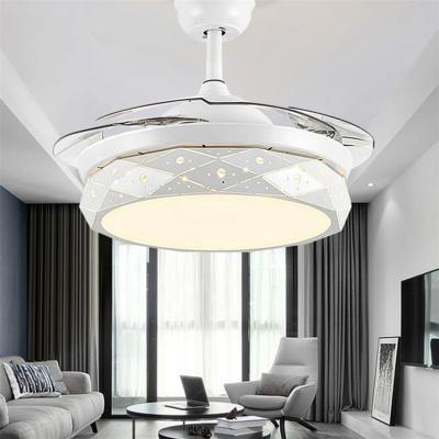 China Fast Circulating Logo Plastic Zhongshan Guzhen Header Customized Indoor Airflow Box Led Light With Speaker 52 Inch Ceiling Fan for sale