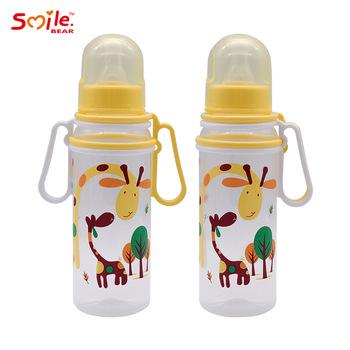 China BPA Free Custom Printed 250ml Baby Feeding PP Bottle With Handle Baby Feeding Bottle Milk for sale