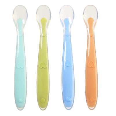 China BPA Factory Free Direct Newborn Soft Training Tool Silicone Baby Feeding Spoon Baby Feeding Spoon For Infants Kids Toddlers Kids for sale