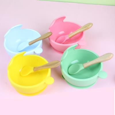 China BPA Brand Stock Baby Food Grade Silicon Suction Bowl BPA Free Customized Waterproof Kid Children Feeding Dinner Bowl Dish Free for sale