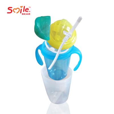 China New Style BPA Free Double Layer Customized Packing PP Straw Cup Baby Sippy Cup With Handle for sale