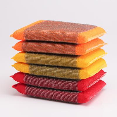 China Sustainable Stainless steel wire brush dish cloth dish sponge kitchen cleaning supplies for sale