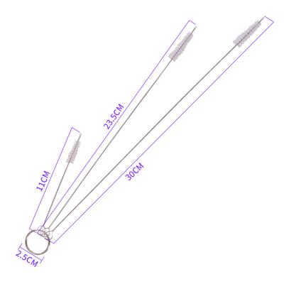 China Straw Cleaner For Glass Drinking Pipe Straw Brushes Sustainable Stainless Steel Nylon Washing Straw Brushes for sale