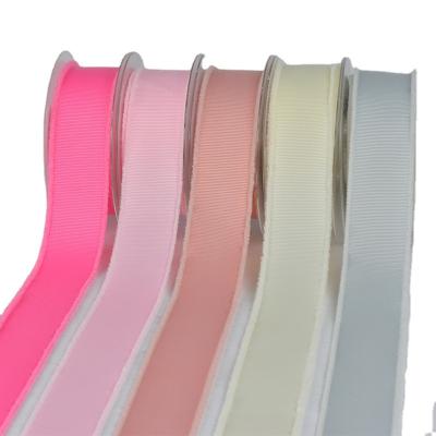 China Garment Accessories 25mm Grosgrain Fringe Ribbon Face Ribbons 100% Polyester High Tenacity Gift Double Wrapping Polyester Ribbon for sale