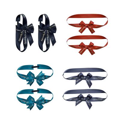 China Fashion factory size custom satin bows pre tied gift ribbon bow with elastic loop for sale