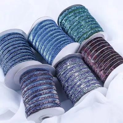 China High Quality Shiny Velvet Single Face Glitter Shiny Metallic Ribbon 9mm for sale