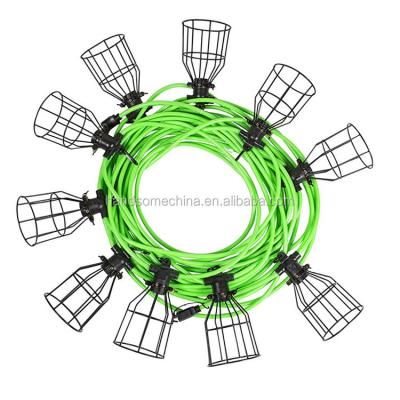 China Lamp Socket With Heavy Duty Temporary Rope String Light With Metal Caged Plugs for sale