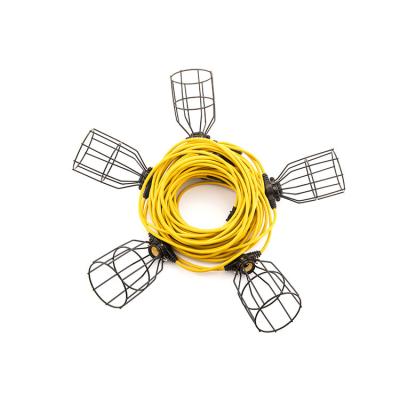 China Heavy Duty Construction Site Construction String Lights With Metal Caged Plugs for sale