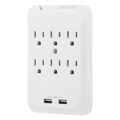 China Dual USB Charging LED Ports 6 Outlet Surge Protector Indicators Wall Tap USB Charging for sale