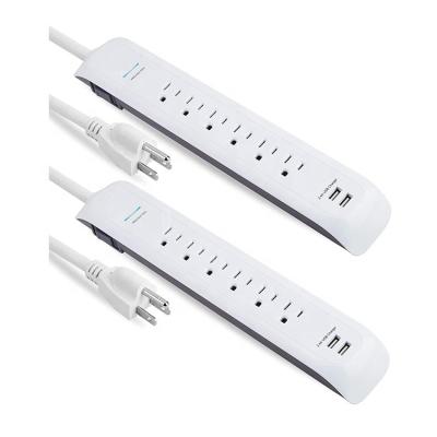 China Suge Protector USB Surge Protector Power Strip, 6 Multi Outlets with 2 USB Charging Ports, 900J Surge Protector Power Bar for sale