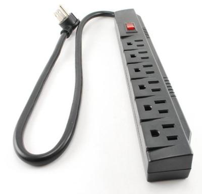 China American Standard 6 Horizontal Surge Strip Outlet Black Power Strip for sale