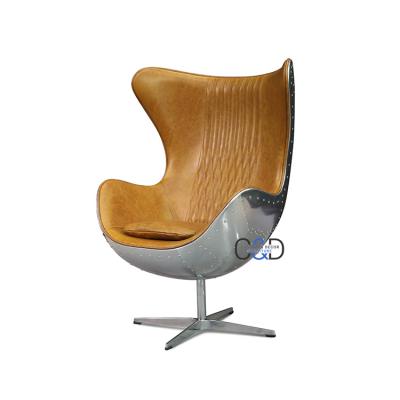 China Rotating leather back Arne Jacobsen Chair metal retro vintage aviation club leisure hothead aircraft for living room for sale