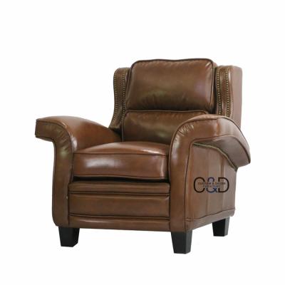 China Classic Antique English Brown Leather Accent Chair (Real Leather Chair Sample) For Living Room Hotel Lobby for sale