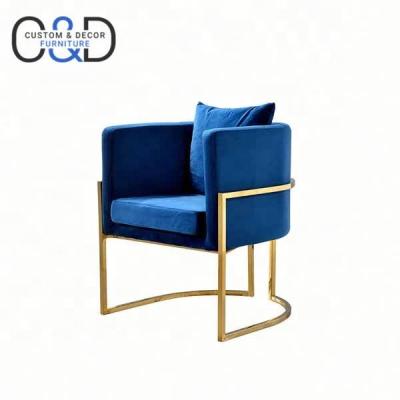 China Modern Leisure Chair Fabric Velvet Armchair Blue for sale