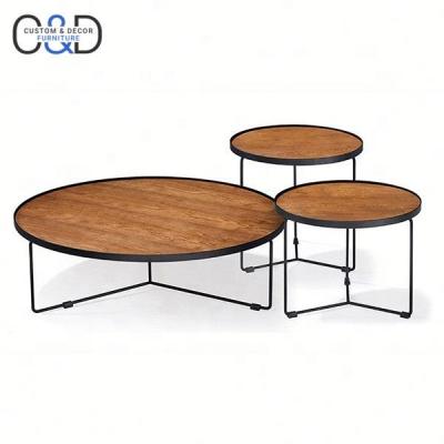 China Sofa Side Wood Top Iron Living Room Side Table Modern Industrial Style Side Table for sale