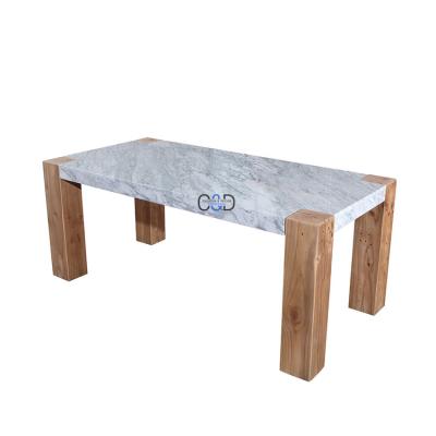 China Popular DINING TABLE Frame Dining Room Furniture Rustic Solid Wood Table Set New Design Marble Top Dining Table for sale