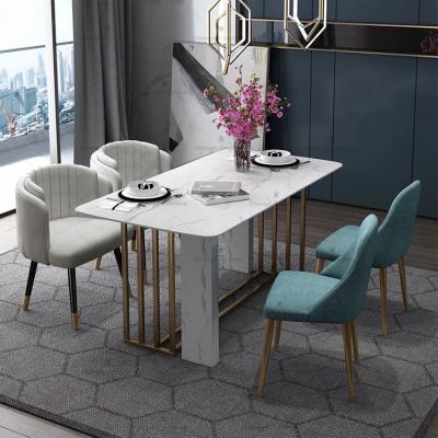 China DINING TABLE Spanish Modern Marble Top Dining Table With Stainless Steel Legs for sale