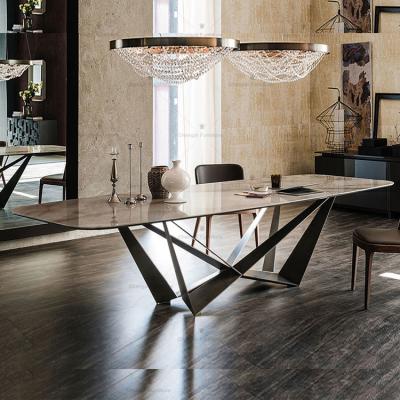 China Modern Home DINING TABLE Shunde Furniture Metal Dining Table Marble Set for sale