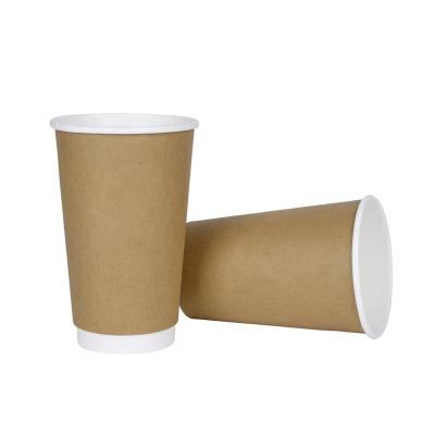 China Only annd ripple wall coffee cup kraft paper hot sale disposable 100% biodegradable hot double cups for sale