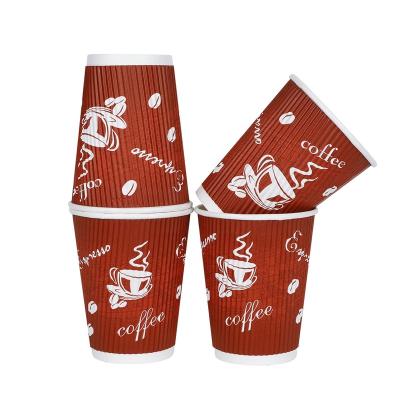 China Disposable Cheap Hot Selling Good Quality Logo Printing Ripple Wall Disposable Beverage Paper Hot Coffee Cup for sale