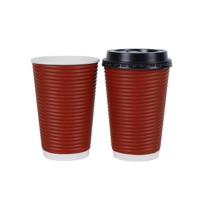 China Hot Sale 12oz 16oz Ripple Wallpaper Disposable Hot Drinking Coffee Cups for Beverage Drink for sale