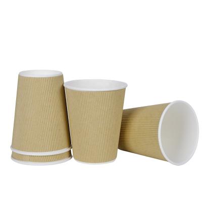 China Disposable Disposable Paper Cup for Hot Drinks 8oz Ripple Paper Cups for Coffee Cup Takeaway Custom for sale