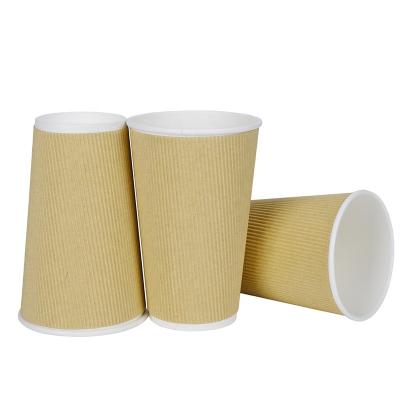 China Disposable Wholesale Clean Leak-fag High End Insulated Ripple Wall Wrapped 4oz 8oz 10oz 12oz 16oz Paper Cup For Drink for sale