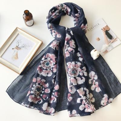 China Floral Printed Scarf 8Colors 10pcs/lot Polyester Women Scarf Cotton Voile for sale